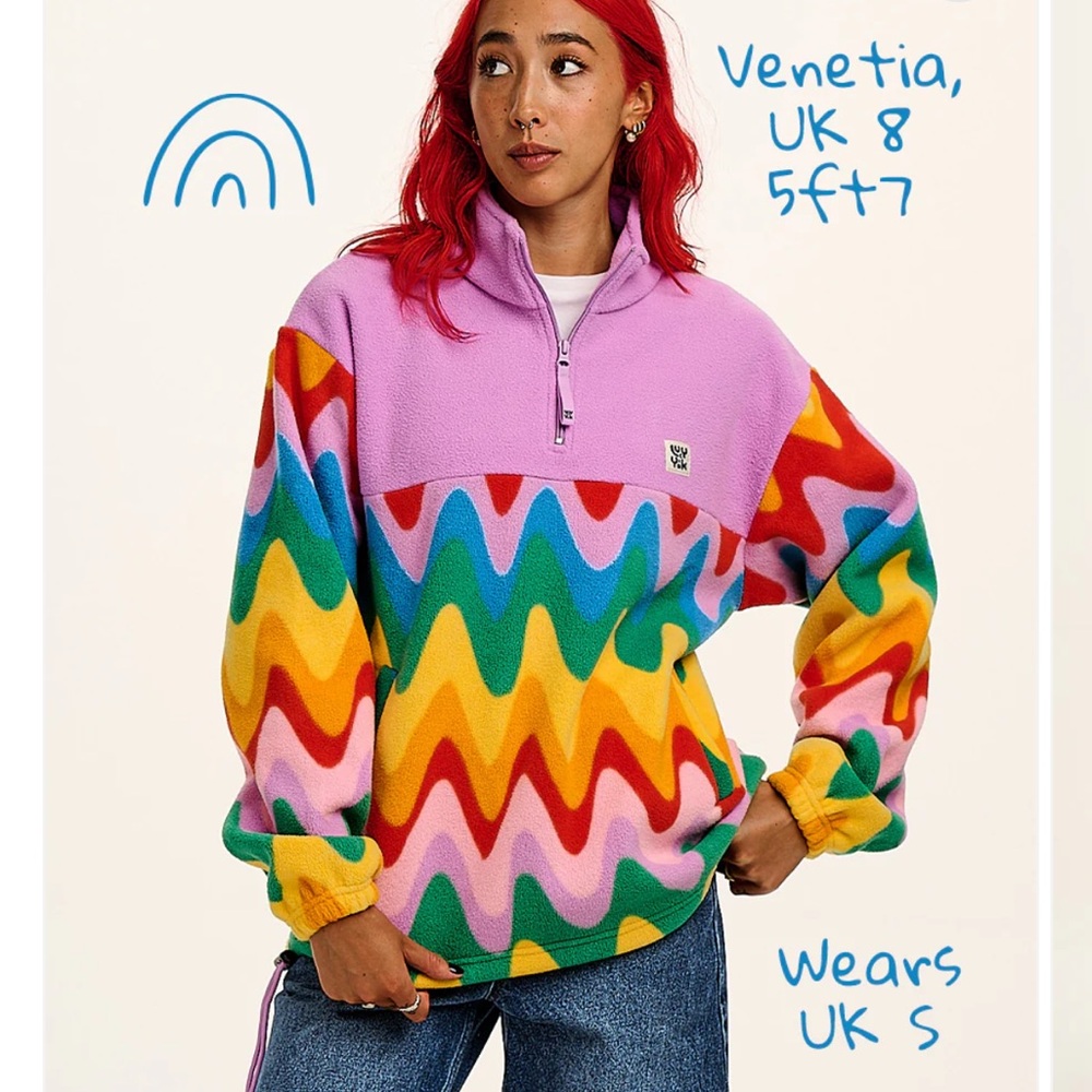 ISO Lucy and Yak Stevie - Polar Fleece in Wavy Rainbow Print in S/M
